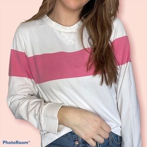 JCrew Women’s white and pink stripe sweater